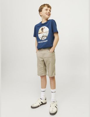 Jack & Jones Junior Boy's Cotton Rich Denim Shorts (8-16 Yrs) - 8y - Stone, Stone