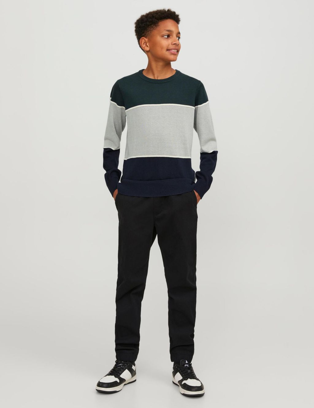 Cotton Blend Colour Block Knitted Jumper (8-16 Yrs) image 4