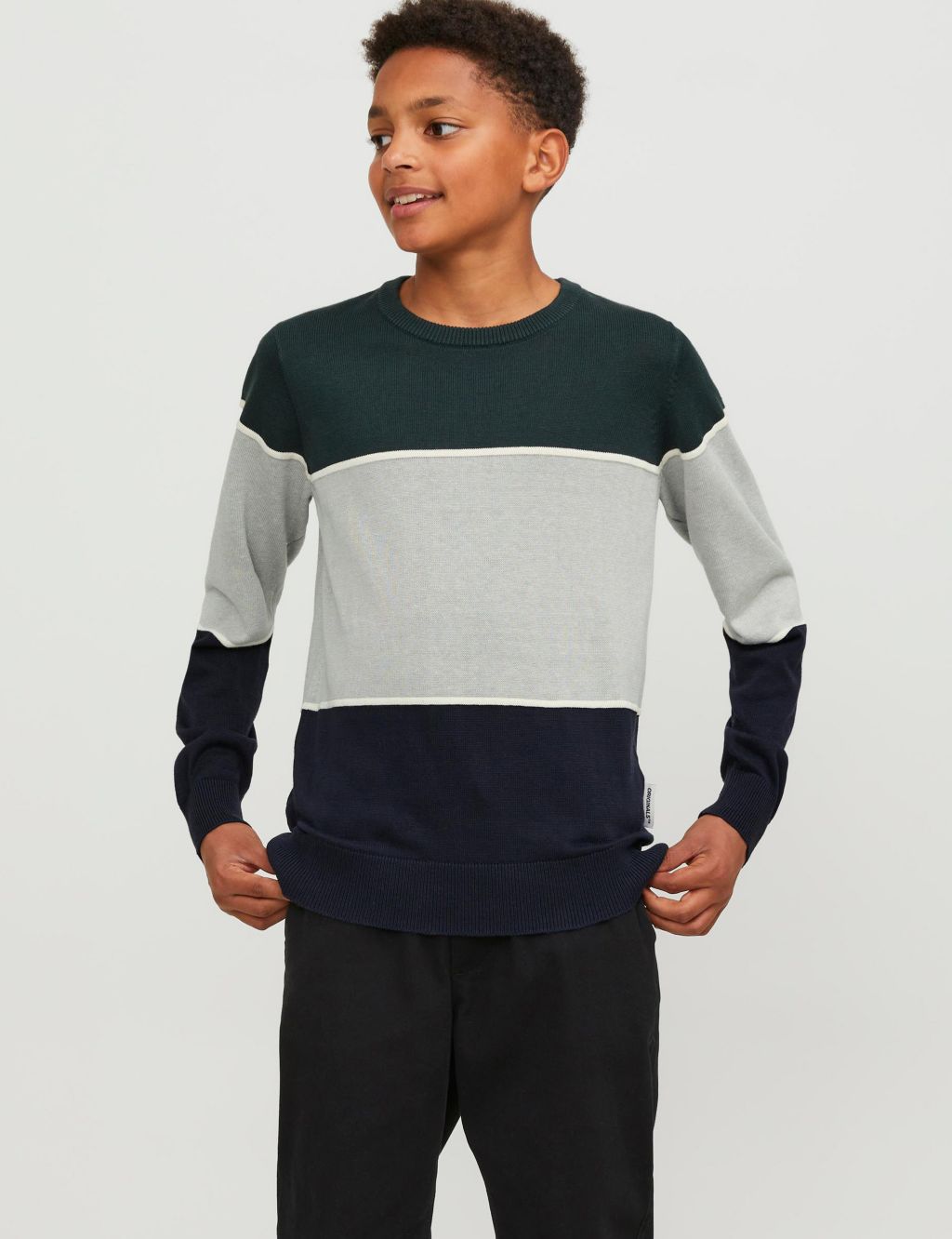 Cotton Blend Colour Block Knitted Jumper (8-16 Yrs) image 7