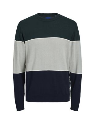 Cotton Blend Colour Block Knitted Jumper (8-16 Yrs)