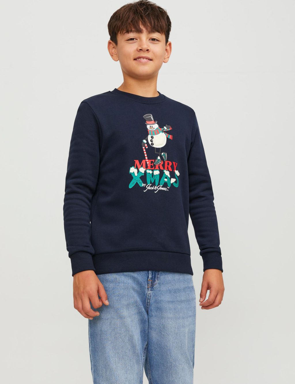 Cotton Rich Christmas Slogan Sweatshirt (8-16 Yrs) image 1