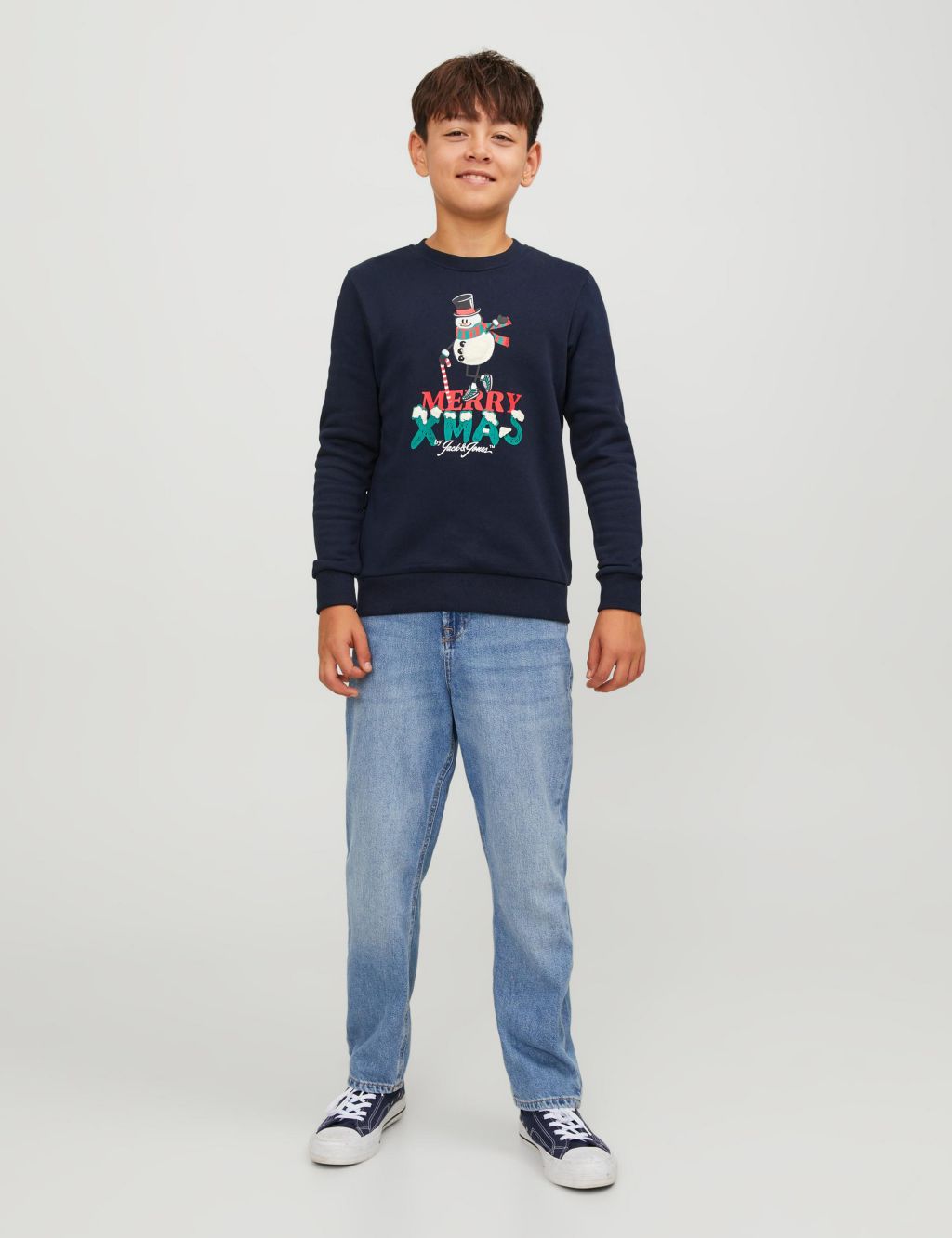 Cotton Rich Christmas Slogan Sweatshirt (8-16 Yrs) image 5