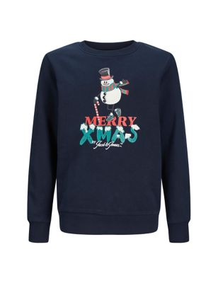Cotton Rich Christmas Slogan Sweatshirt (8-16 Yrs)
