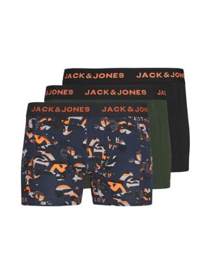 Jack & Jones Junior Boys 3pk Cotton Rich Logo Trunks(8-16 Yrs) - 8y - Multi, Multi