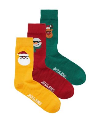 3pk Cotton Rich Christmas Socks Gift Box QT