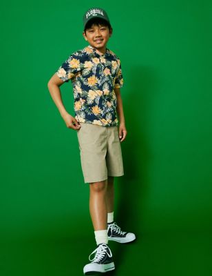 Jack & Jones Junior Boy's Pure Cotton Tropical Print T-Shirt (8-16 Yrs) - 8y - Navy Mix, Navy Mix