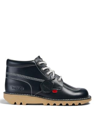 Kickers Mens Leather Lace Up Casual Boots - 8STD - Navy, Navy