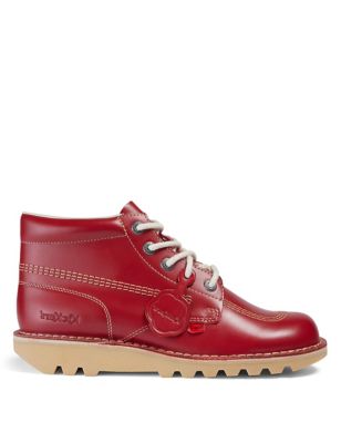 Kickers Mens Leather Casual Boots - 9STD - Red, Red