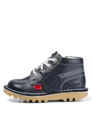 Kickers Boys Leather Ankle Boots (7 Small - 12 Small) - 9 S - Dark Blue, Dark Blue