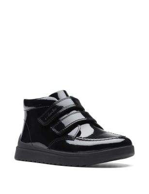 Kids' Patent Leather Riptape Ankle Boots (8 Small - 2½ Large)