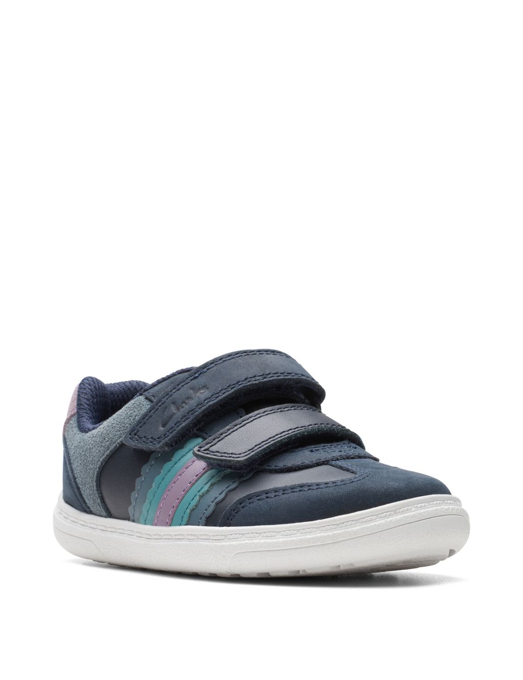 Kids' Leather Colour Block Riptape Trainers (3 Small - 6 ½ Small) image 2