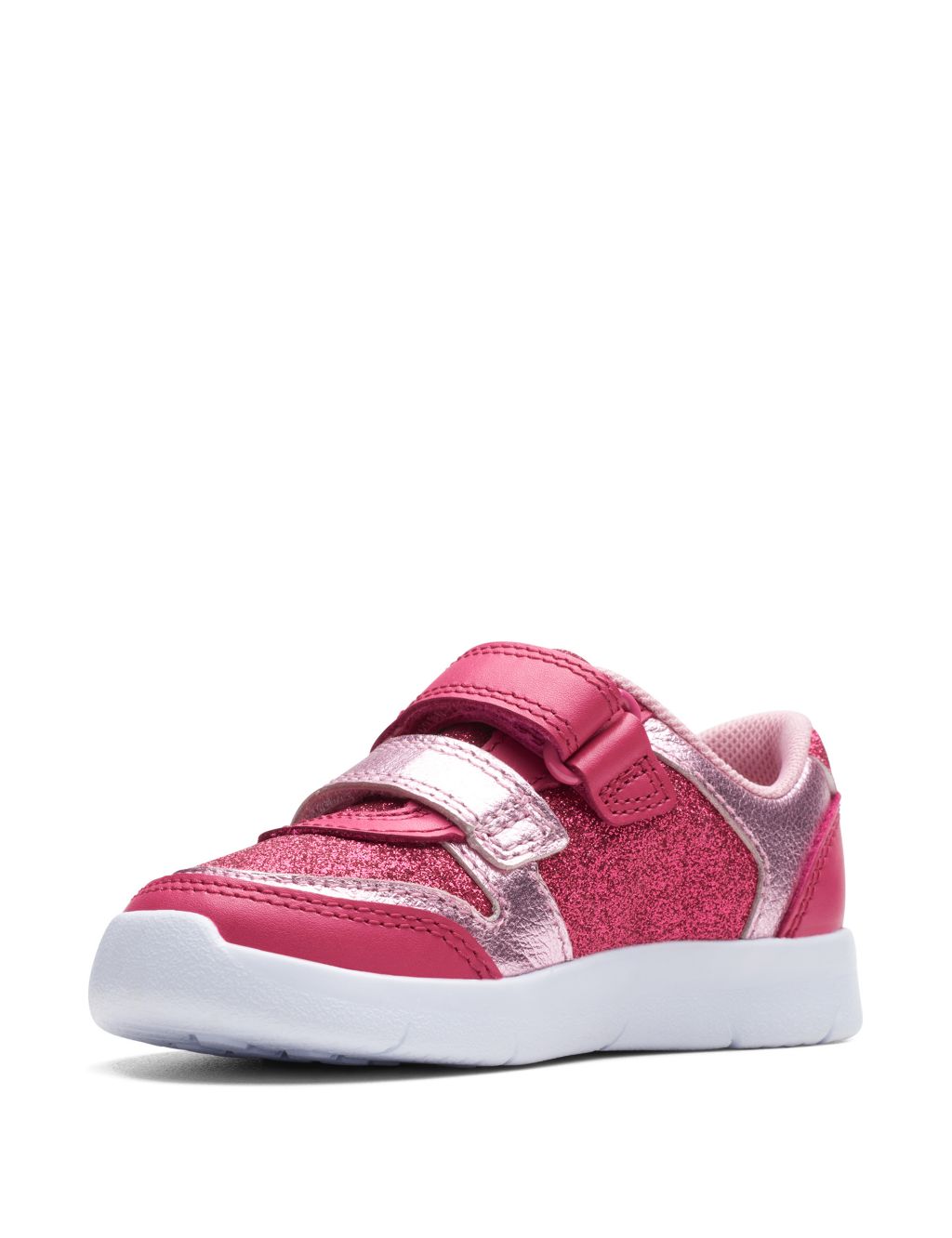 Kids' Leather Glitter Riptape Trainers (3 Small - 6½ Small) image 3
