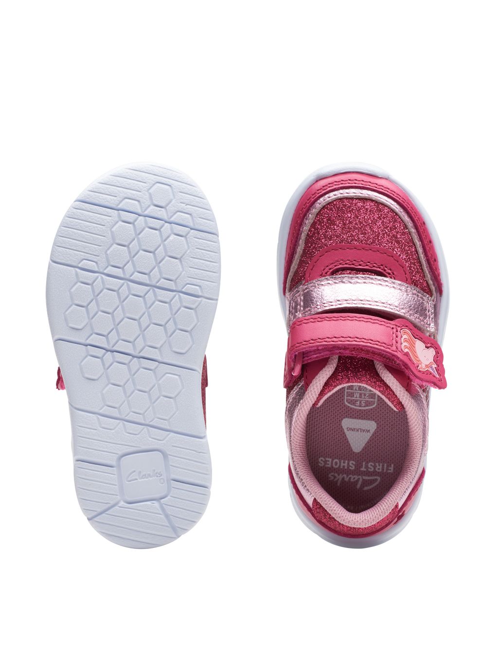 Kids' Leather Glitter Riptape Trainers (3 Small - 6½ Small) image 5