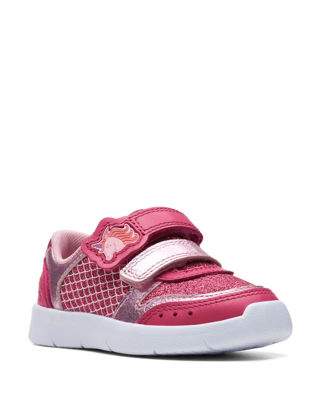 Kids' Leather Glitter Riptape Trainers (3 Small - 6½ Small) image 2