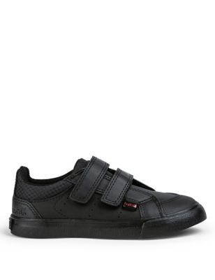 Kickers Girls' Leather Riptape School Shoes - 7 S - Black, Black
