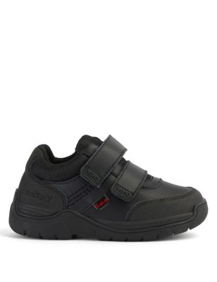 Kickers Boy's Kid's Leather Riptape School Shoes - 7 S - Black, Black