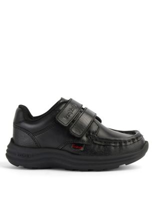 Kickers Boys Leather Riptape School Shoes (7 Small - 12 Small) - Black, Black