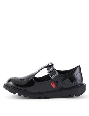 Kickers Boys Core Patent Leather School Shoes - 12.5S - Black Patent, Black Patent