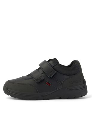 Kickers Boys Leather Riptape School Shoes - 12.5S - Black, Black