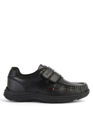 Kickers Boys Leather Riptape School Shoes - 12.5S - Black, Black