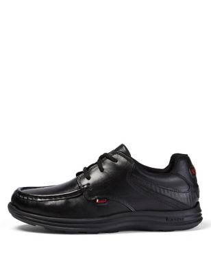 Kickers Boys Leather Lace School Shoes - 4 - Black, Black