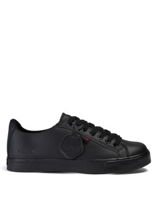 Kickers Boys Leather Lace School Shoes - 3 - Black, Black