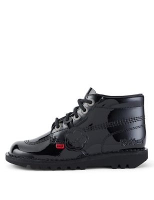 Kickers Girls Patent School Shoes - 3 - Black Patent, Black Patent