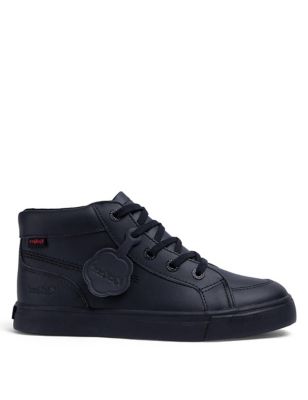 Kickers Boys Leather High Top School Shoes - 5 - Black, Black
