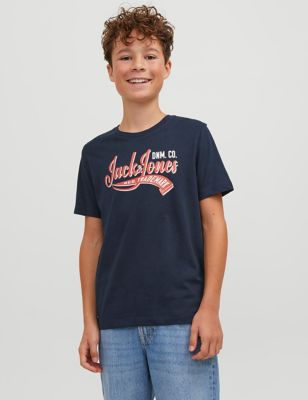 Jack & Jones Junior Boys Organic Cotton T-Shirt (8-16 Yrs) - 10y - Navy, Navy,White Mix