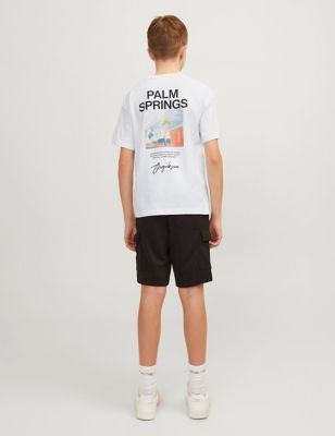 Jack & Jones Junior Boy's Pure Cotton Back Print T-Shirt (8-16 Yrs) - 8y - White Mix, White Mix,Oran