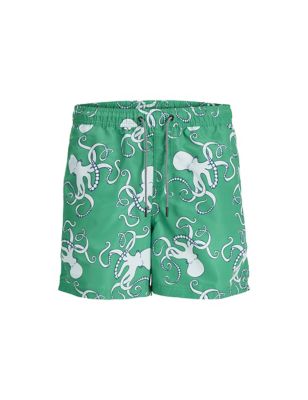 Jack & Jones Junior Boy's Printed Swim Shorts (8-16 Yrs) - 8y - Green Mix, Green Mix,Navy Mix