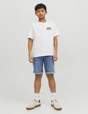 Jack & Jones Junior Boy's Cotton Rich Denim Shorts (8-16 Yrs) - 8y, Denim