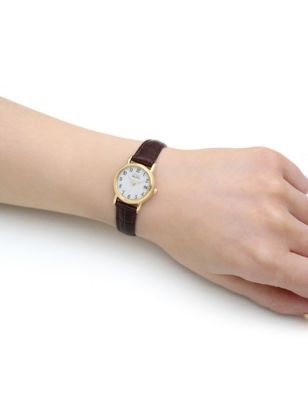 M&S Womens Citizen Classic Eco-Drive Brown Leather Watch