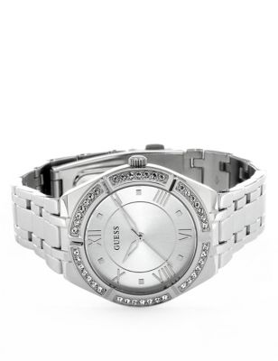 M&S Womens Guess Cosmo Silver Tone Metal Bracelet Watch