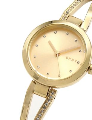 M&S Womens DKNY Crosswalk Gold Tone Bracelet Watch  Gold