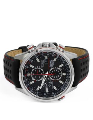 M&S Mens Citizen Red Arrows World Time Leather Chronograph Watch