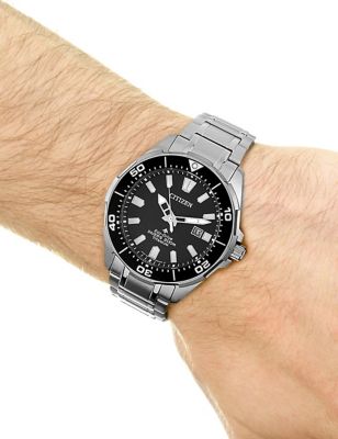 M&S Mens Citizen Titanium Promaster Diver Eco-Drive Stainless Steel Watch