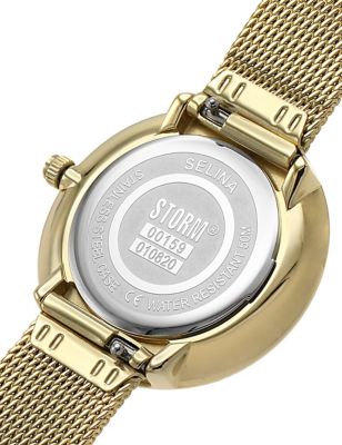 M&S Womens Storm Selina Gold Plated Mesh Bracelet Watch
