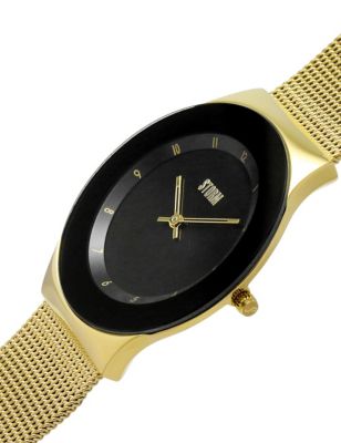 M&S Womens Storm Gold Tone Round Face Bracelet Watch