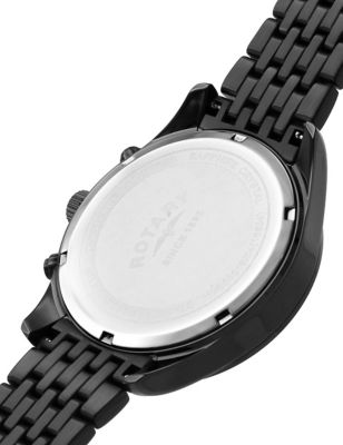 M&S Mens Rotary Horizon Chronograph Black Stainless Steel Watch