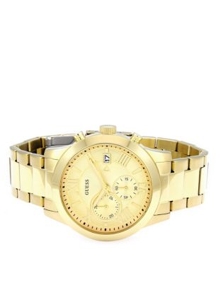M&S Mens Guess Atlas Chronograph Gold Plated Watch  Gold