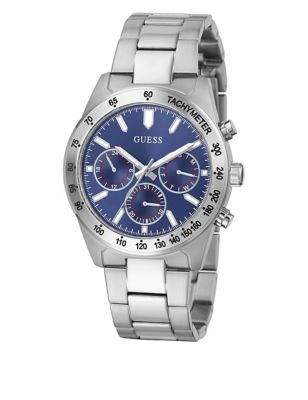 M&S Mens Guess Altitude Chronograph Silver Watch
