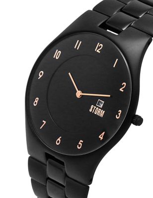 M&S Mens STORM Black Stainless Steel Watch