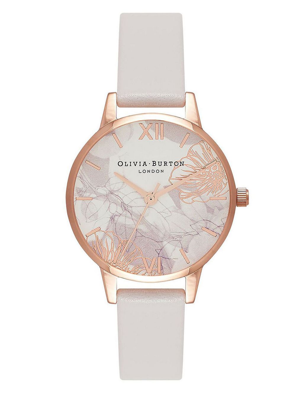 Olivia Burton Abstract Floral Pink Leather Watch image 1