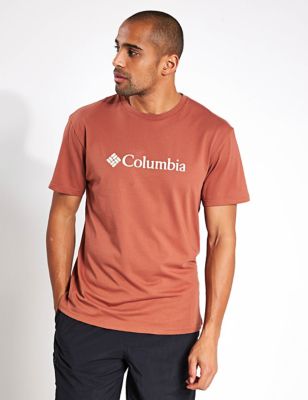 Columbia Men's Pure Cotton Logo T-Shirt - Red, Red,Light Blue