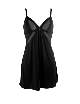 Amelia satin chemise, Black