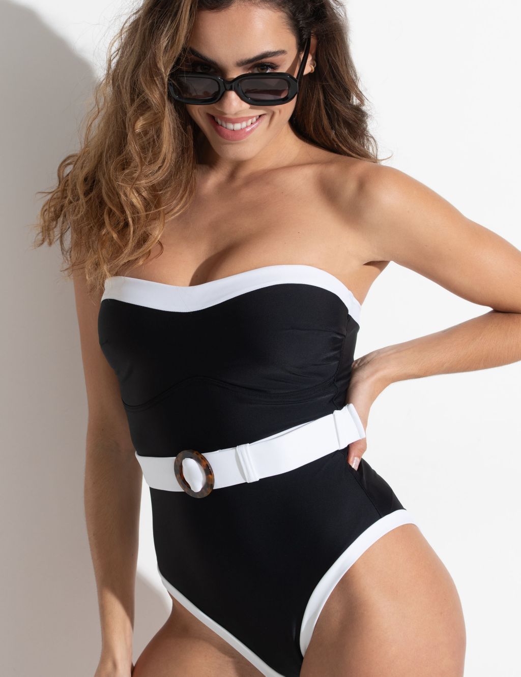 Belted Square Neck Swimsuit