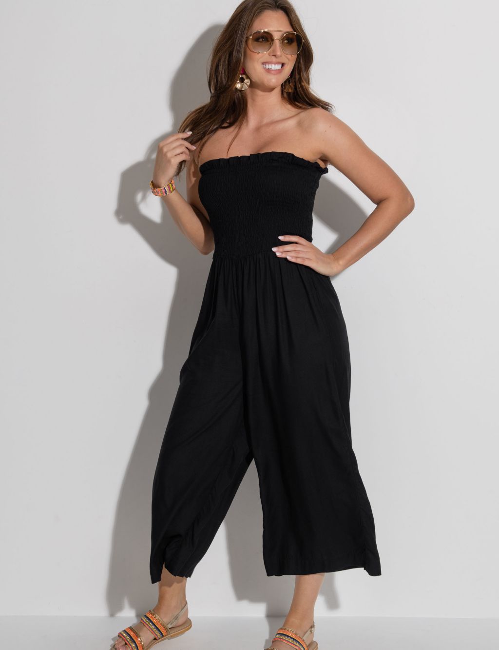 Shirred Cropped Jumpsuit