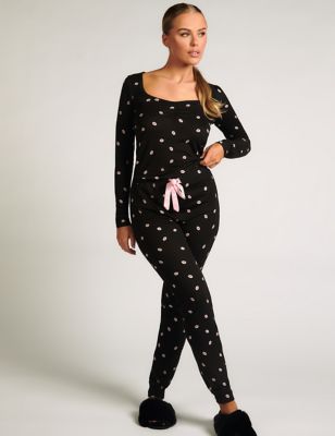 Boux Avenue Womens Lip Print Pyjama Set - 10 - Black Mix, Black Mix
