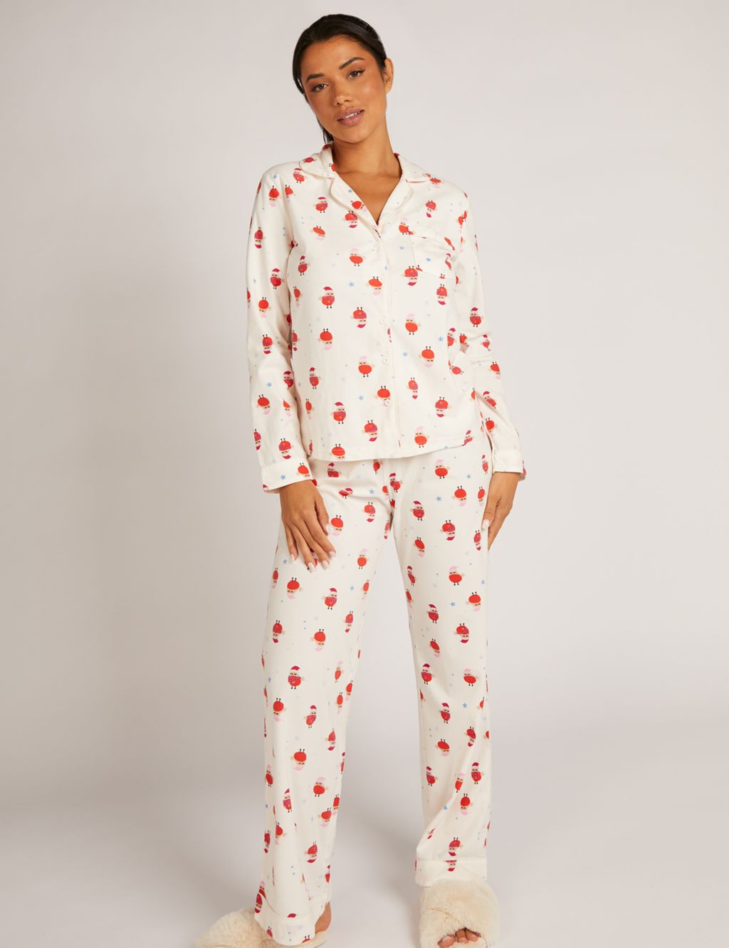 Fleece Robin Print Pyjama Set image 1